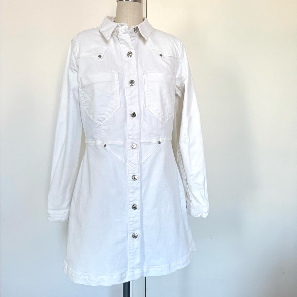 Zara White Denim Jean Jacket with Classic Style size L
